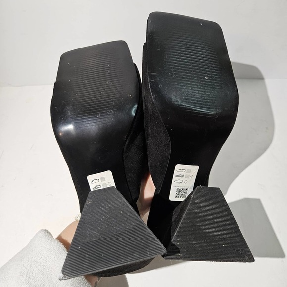 ASOS Design Nyla Heeled Mule Square Toe 8 Black Suede Slide Pump Sandal‎ - Picture 10 of 10